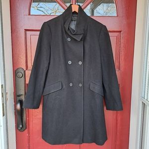 Uniqlo long black pea coat